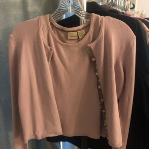 Classic 2 piece cardigan set with velvet detail